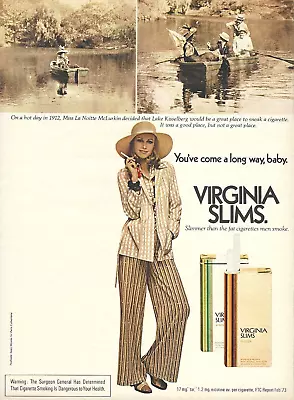 1973 Virginia Slims Cigarettes La Noitte McLurkin Lake Kisselberg Vtg PRINT AD • $8.98