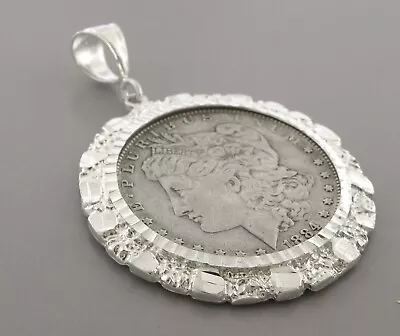 Vintage 1884 Morgan Dollar Coin Silver Nugget Pendant • $270.71