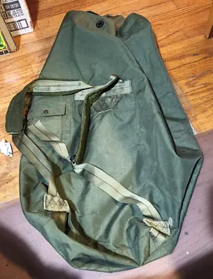 Vintage 80's US Military Army Duffle Duffel Bag OD Green Nylon Top Load • $10