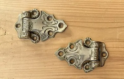 DS-122–TWO (2) Matching Antique Salvaged Brass Nickel Plated Hinges Old Ice Box • $16.50