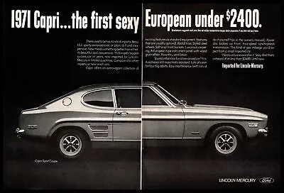 1971 Capri Sport Coupe Sexy European Imported By Lincoln-Mercury 2-Page Print Ad • $9.95