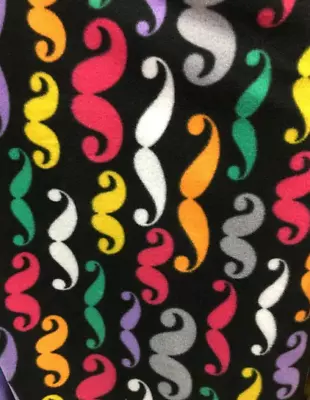 58  Wide Anti Pill Polar Fleece Fabric | Sold By The Yard (Mustache) • $23.50