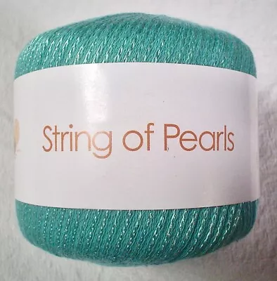 Muench STRING OF PEARLS Yarn #4009 BLUISH GREEN With IRIDESCENT SPARKLE 50 Grams • $10.99
