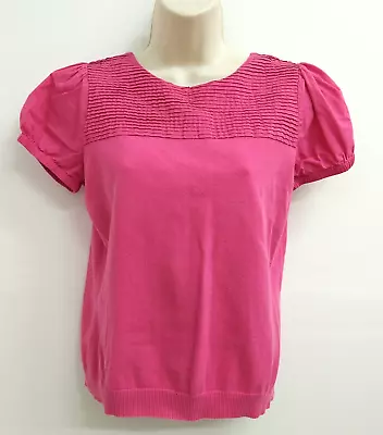 RQT Top Blouse Sweater Womens M Petite Pink Short Sleeve Pullover Casual Preppy • $17.84