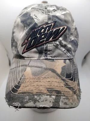 Mountain Dew Camo Strapback   Distressed Hat • $12