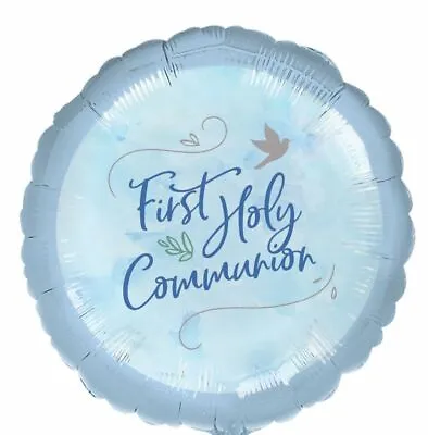 FIRST HOLY COMMUNION FOIL BALLOON - BLUE - PARTY DECORATION - DOVE - Boy 1st  • £3.35