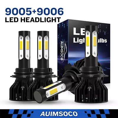 4x 9005 9006 LED Combo Headlight Kit High Low Beam Bulbs Bright Cool White 6500K • $36.79