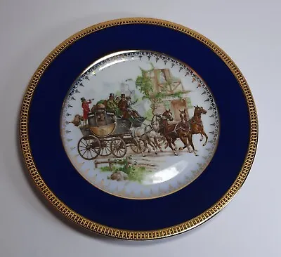 Old Porcelain Plate LE ROY LIMOGES France Gold Carriage Cm 22 By Hand • £154.74