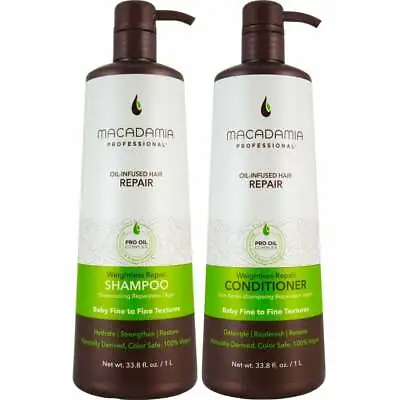 Macadamia Weightless Repair Shampoo & Conditioner Duo 1000ml Vegan Friendly • £54.95