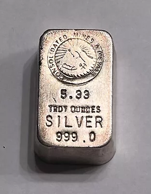 5. 33 Oz Consolidated Mines Metals Rarer Non Serialized Version Silver Bar Ingot • $1050