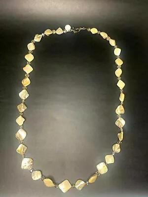 VTG Abalone Shell Neutral Colored Beaded Clasp Necklace DS55 • $4.99