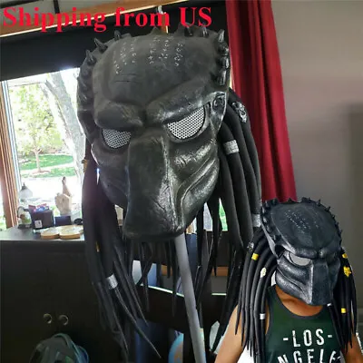 1PC Predator Alien Vs Predator Mask Helmet W/ Braid Cosplay Costume Party Gifts • $46.98