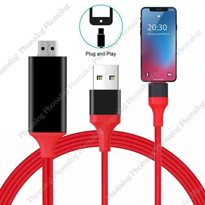 1080P HDMI Mirroring Cable Phone To TV HDTV AV Adapter For IPhone 11 14 13 IPad • $7.65