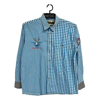 Alpin De Luxe Men's Casual Shirt Geometric Button Up Embroidery Button Up Sz 43 • $13.98