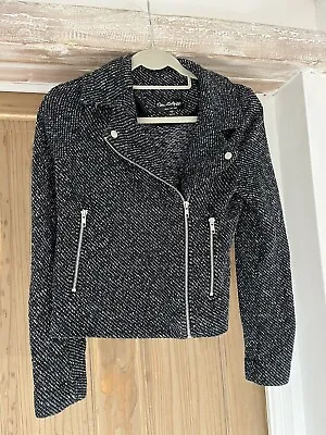 Miss Selfridge Blue Woollen Fleck Biker Style Jacket Size 8 • £4.99