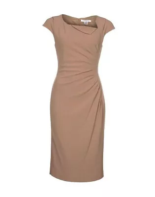 £27.50 • Buy Lk Bennett  Dr Davina Camel Colour Ruched Side Pencil Dress Uk 12 Rrp £225