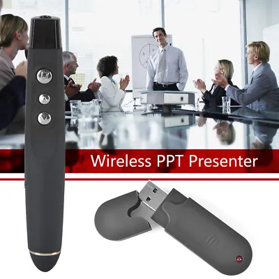 UK Ship PPT Control PowerPoint Clicker Wireless USB Remote Red Laser Pointer Pen • £10.99