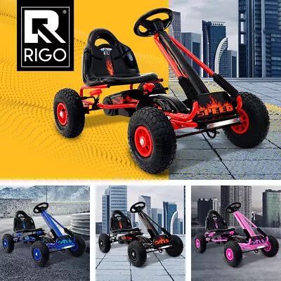 Rigo Kids Ride On Car Toys Pedal Go Kart Racing Bike Cars Rubber Tyre Adjustable • $130.95