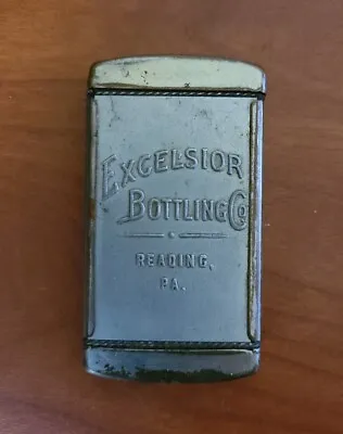 Vintage Excelsior Bottling Match Safe Seasons Greeting Advertising Reading PA • $499.99