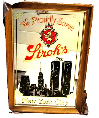 Rare Vintage Stroh's New York Mirror With Twin Towers And Empire State Building • $80