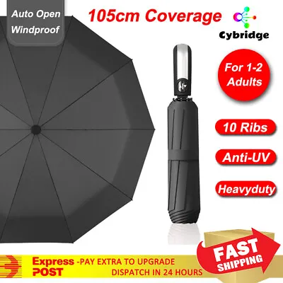 10 Ribs Umbrella Auto Open Foldable Heavy-duty Anti-UV Rain Umbrella Windproof • $14.95