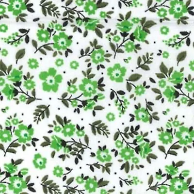 Polycotton Fabric By The Metre Quality Craft Fat Quarter DITSY FLORAL Green Pink • £2.70