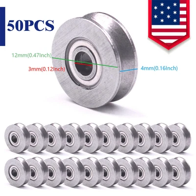 $15.19 • Buy 50PCS Mini Steel V-groove Bearing V623ZZ In-line Grooved Pulley Bearing 3X12X4mm