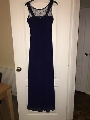 Navy Beaded Maxi/Evening/Party/Ball Dress Womens UK12 • £20