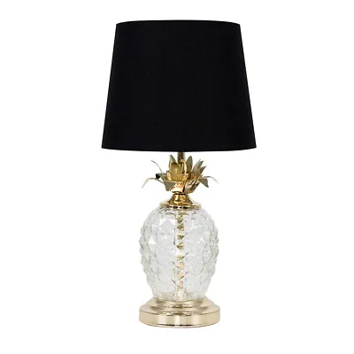 £36.99 • Buy Glass Pineapple Touch Table Lamp 41CM Tall Dimmable LED Light Bulb Metallic Gold