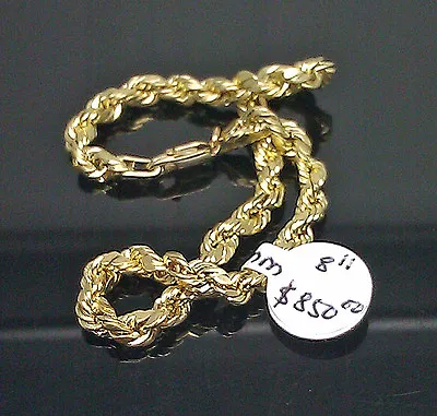 Real 10k Yellow Gold Rope Bracelet 4mm 8 Inch Men Women Diamond Cut On Sale • $231.53