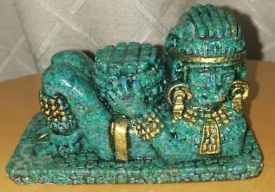 Vintage Zarebski Mexican Aztec Mayan Ancient God Green Stone Statue Figure   • $49.99