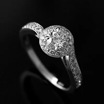 0.50CT Forever One Moissanite Asymmetrical Micro Pave Engagement Ring • $1149