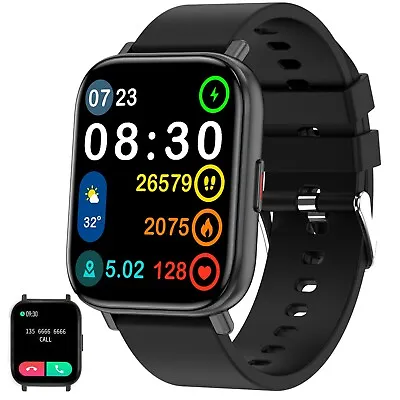 2024 Smart Watch Men Android IOS Dial Call From Watch Waterproof Fitness Tracker • £29.99