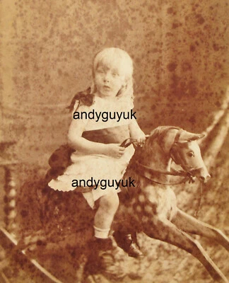 £18.95 • Buy Cabinet Card Girl Rocking Horse By Nesbitt Blandford Antique Photo Dress Toy