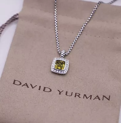 David Yurman Sterling Silver 7mm Albion Necklace W/Lemon Citrine & Diamonds 18  • $280