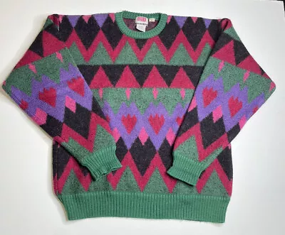 Vtg EIR Sports Ski Sweater Cable Knit Sz XL Knot Biggie Cosby Wool Thick Geo • $100.78