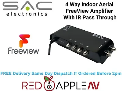 4 Way Indoor UHF/DAB IR Pass LTE Aerial Freeview Amplifier FREE Delivery • £22.95