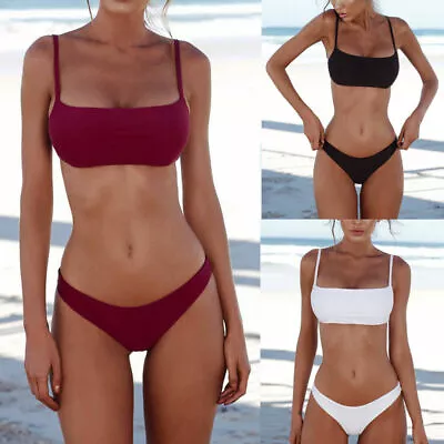 $14.32 • Buy Women Bandeau Bandage Bikini Set Brazilian Swimwear Beachwear Push Up Swimsuit