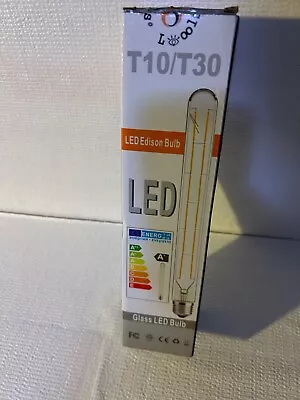 4-Pack T10/T30 Glass LED Edison Bulbs 12  Clear Dimmable 3000K - E26/E27 Base 6W • $14.99