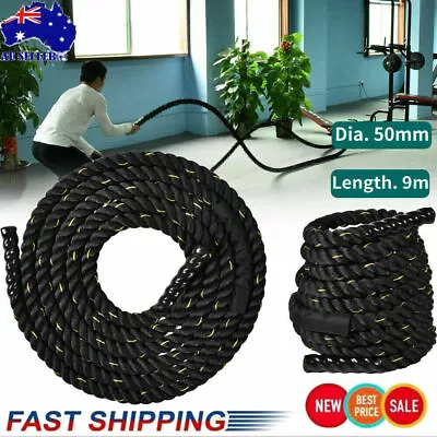 Dia 50mm X9M Heavy Home Gym Battle Rope Power Strength Training Exercise Fitness • $86.39