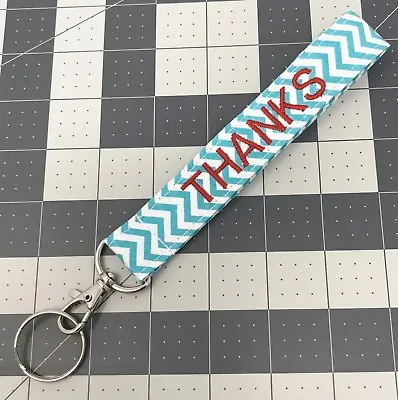 Personalized / Monogrammed Fabric Wristlet Key Fob With Swivel Clasp • $6