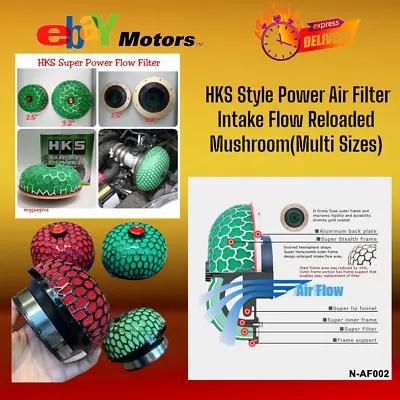 New Air Filter Ø120mm Inlet Ø76mm HKS Style Power Intake Flow Reloaded Mushroom • $49.90