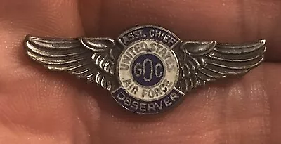 WWII WW2 Era USAF Air Force GOC Observer Assistant Chief Military Wings Pin • $14.95