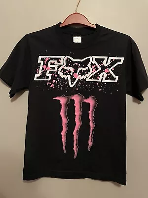 Fox Racing Shirt Adult Size S Monster Energy Black Pink Grunge Motor-cross(A138) • $29.99