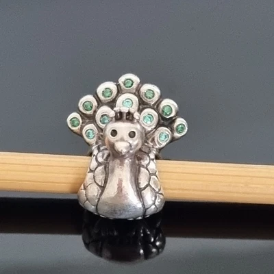 $48 • Buy Pandora Peacock Bird Green Teal CZ Sterling Silver Charm 791227 Free Post