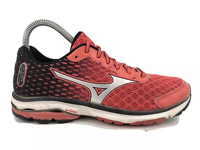 Mizuno Wave Rider 18 Sneakers Womens 8 Red Black Running Shoes Athletic Lace Up • $9.88
