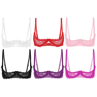 Plus Size Womens Lace 1/4 Cups Sexy Push Up Underwire Bra Lingerie Underwear • $19.07