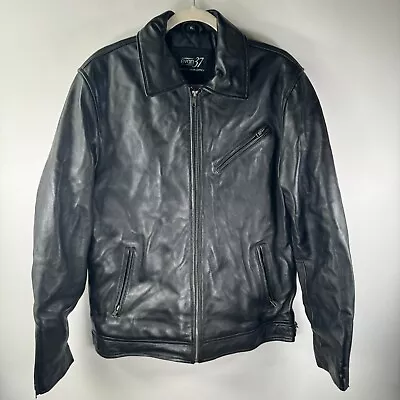 Evan37 Genuine Sheep Leather Black Motorcycle Zip Biker Jacket Mens Size XL New • $99.99