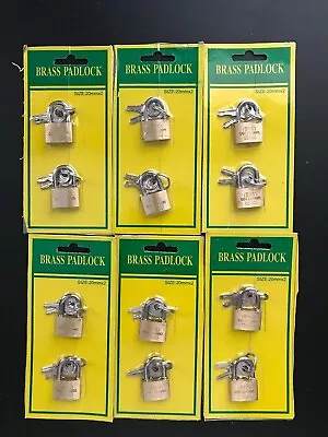 12 Small Metal Padlocks Mini Brass Tiny Box Locks Keyed Jewelry 2 Keys 20mm • $12.99