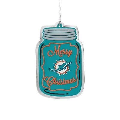 Miami Dolphins Christmas Tree Holiday Flat Ornament - Mason Canning Jar - Logo • $9.89